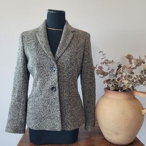 Vintage Academia Chic 80% Wool Blend Tweed Blazer Grunge Grandpa Sz 2P